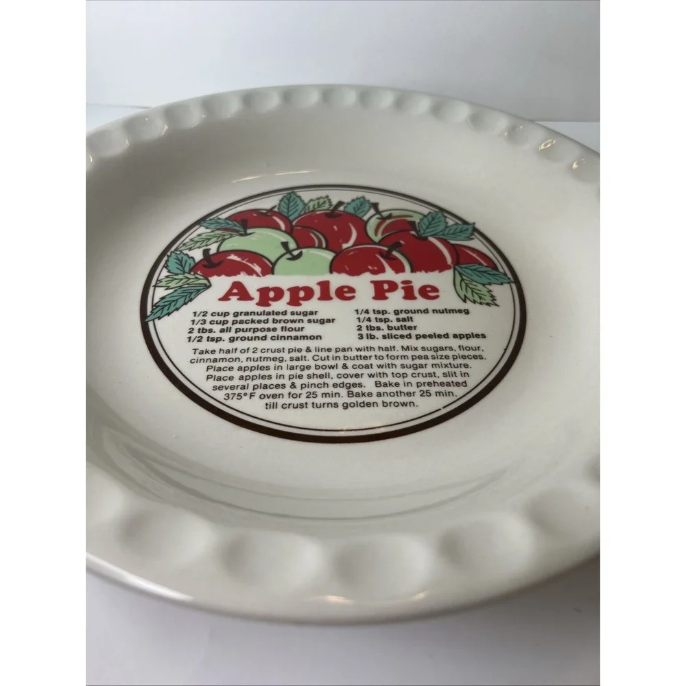 Sunnycraft Sunstone Apple Pie Recipe Ceramic Pie Baker Dish 11011 Scalloped